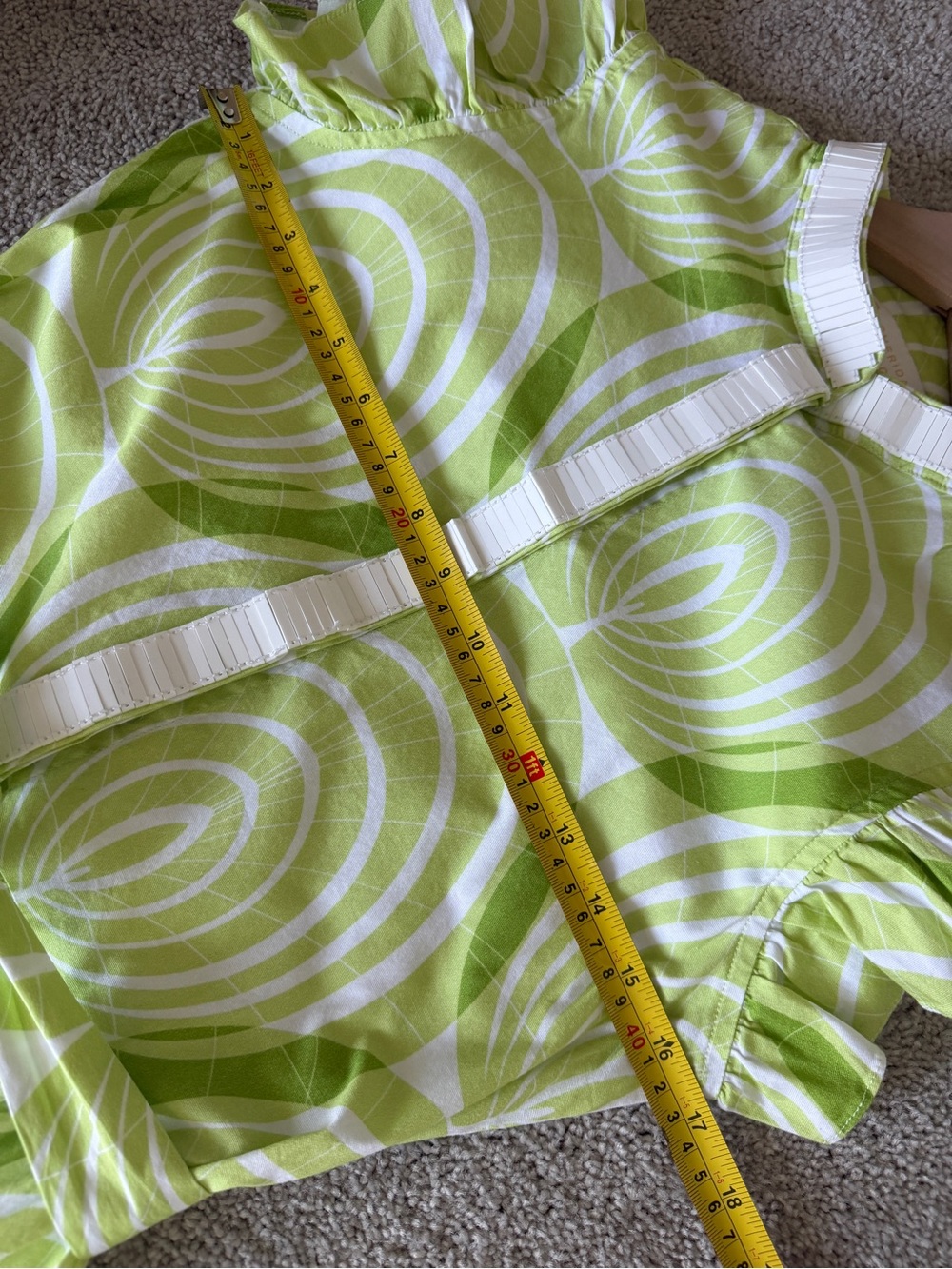 Sheridan French Lime Green White Print Maxi Dress XS Flutter Sleeve Belted - Picture 13 of 13